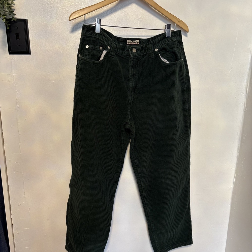 Vintage corduroy baggy Cenza by Palmettos Size 14 Green Classic skater preppy
